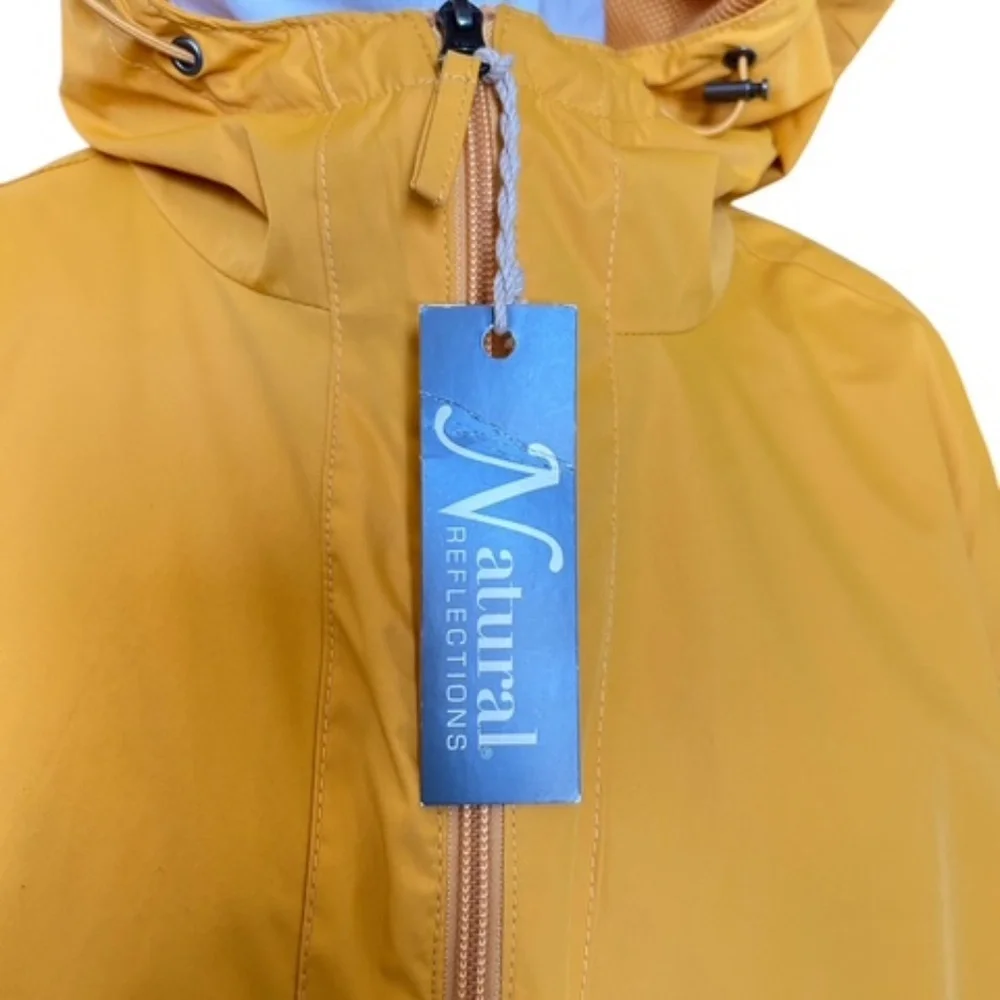 Natural Reflections Mustard Hooded Rain Jacket 1X NWT | Lightweight Utility - Picture 4 of 13